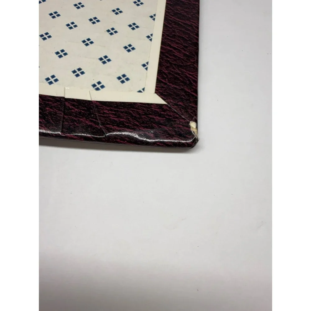 Vintage 3 Ring Binder Photo Album Burgundy Cream Faux Leather Magnetic Pages